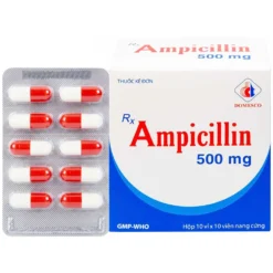 Ampicillin 500mg Hộp/ 10 vỉ x 10 viên nang