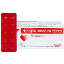 Nifedipin Hasan 20 Retard Hộp/10 Vỉ x 10 Viên Nén Bao Phim     TY